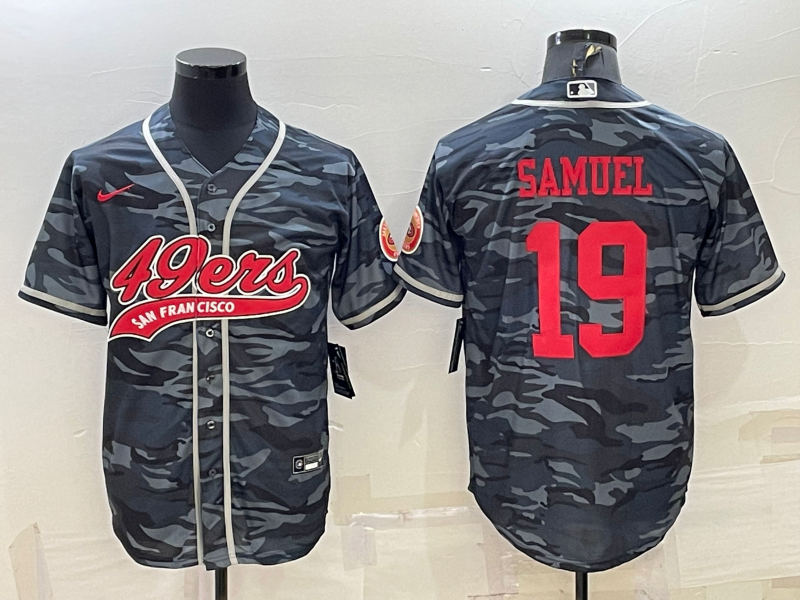 Men's Grey Red Camo San Francisco 49ers #19 Deebo Samuel With Patch Cool Base Stitched Baseball Jersey